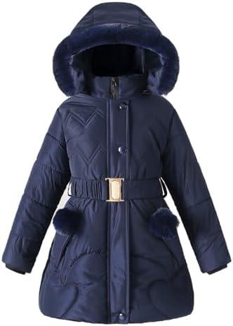 Girl Winter Dress Coats Hooded Fleece Jacket Warm Outwear Waterproof Heavy Parka 150