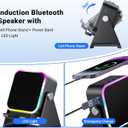 Induction Speaker with Phone Stand 5 in 1 Wireless Induction Bluetooth Audio for iPhone Android Phone Speakers Amplifier with Rechargeable Colorful Light, Birthday Gifts for Men Women Teens (Black)
