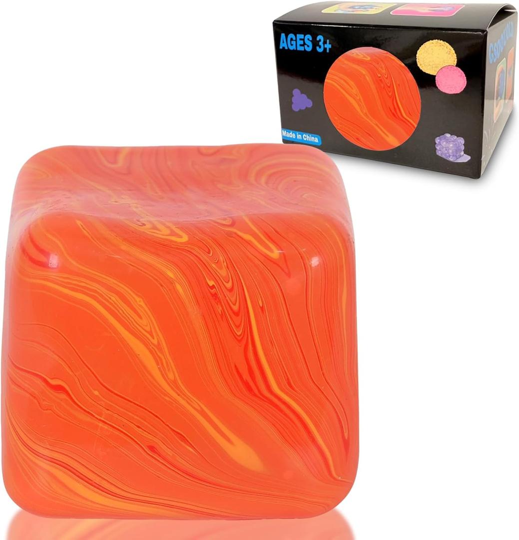 Squishy Ice Cube Fidget Toy, Sugar Ball Stress Cube for Kids Adults, Soft Squishies Stress Relief Sensory Toy for Autism, Classroom Prize Toy Party Favor