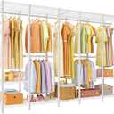 Ulif H50 Extra Large Clothes Rack, Heavy Duty Garment Rack, Freestanding Portable Closet, Clothing Racks for Hanging Clothes, Wardrobe Closet 89.8'' W x 15.8" D x 76.4" H, Max Load 1400 Lbs, White