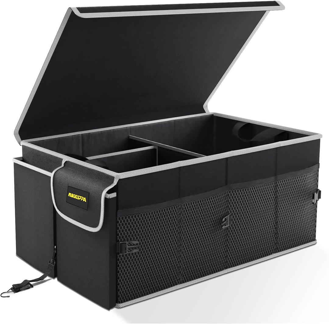 MIKKUPPA Car Trunk Organizer - 65L Collapsible Trunk Organizer with Lid, Sturdy Car Storage for SUV Auto Truck Van with Adjustable Straps and Non Slip Bottom