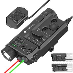 TOUGHSOUL Mlok and Picatinny Mounted Tactical Flashlight Green Laser Red Laser 3 in 1 Combo, 1200 Lumen Light with Remote Pressure Switch for Rifle
