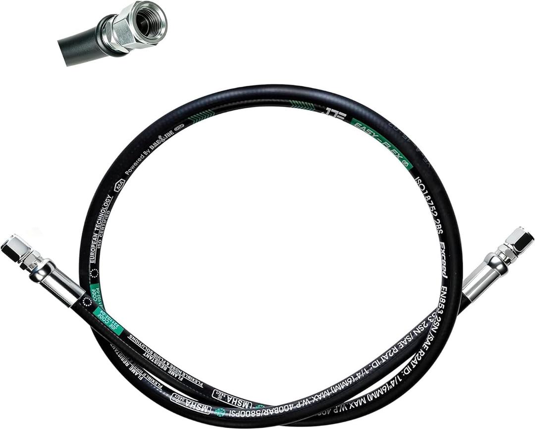 LingCheng 26711-08-08RW Hydraulic Hose Swivel Assembly 1/2 ” Hydraulic Hosewith Female JlC X Female JlC 24 ”Long3988psi, Black