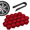 Lug Nut Covers, 17mm Wheel Lug Nut Covers Caps with Removal Tool, Wheel Center Bolt Decoration, Universal for Cars, Trucks, SUVs (Red)