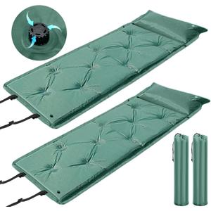 2 Pack Self Inflating Sleeping Pads with Pillow, Ultralight Camping Mat,connectable Portable Pad,lightweight Inflatable Mattress Pad, Insulated Foam Sleep Mat for Backpacking, Tent, Hammock