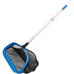 17.5'' Self-repair Pool Net with Pole 10 Ft Thick Aluminum 8 Sections Detachable Pool Poles with Hidden Hook Retriever & Nylon Fine Mesh Netting Pool Skimmer Net for Above Ground In-ground Pools