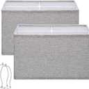 Rectangular Lamp Shades Set of 2, 16"L x 8"W x 10"H Large Lamp Shade, Gray Lampshades for Floor Lamps Table Lamps, Natural Linen Hand Crafted, Spider, Harp Holders Included, Easy Assembly Required