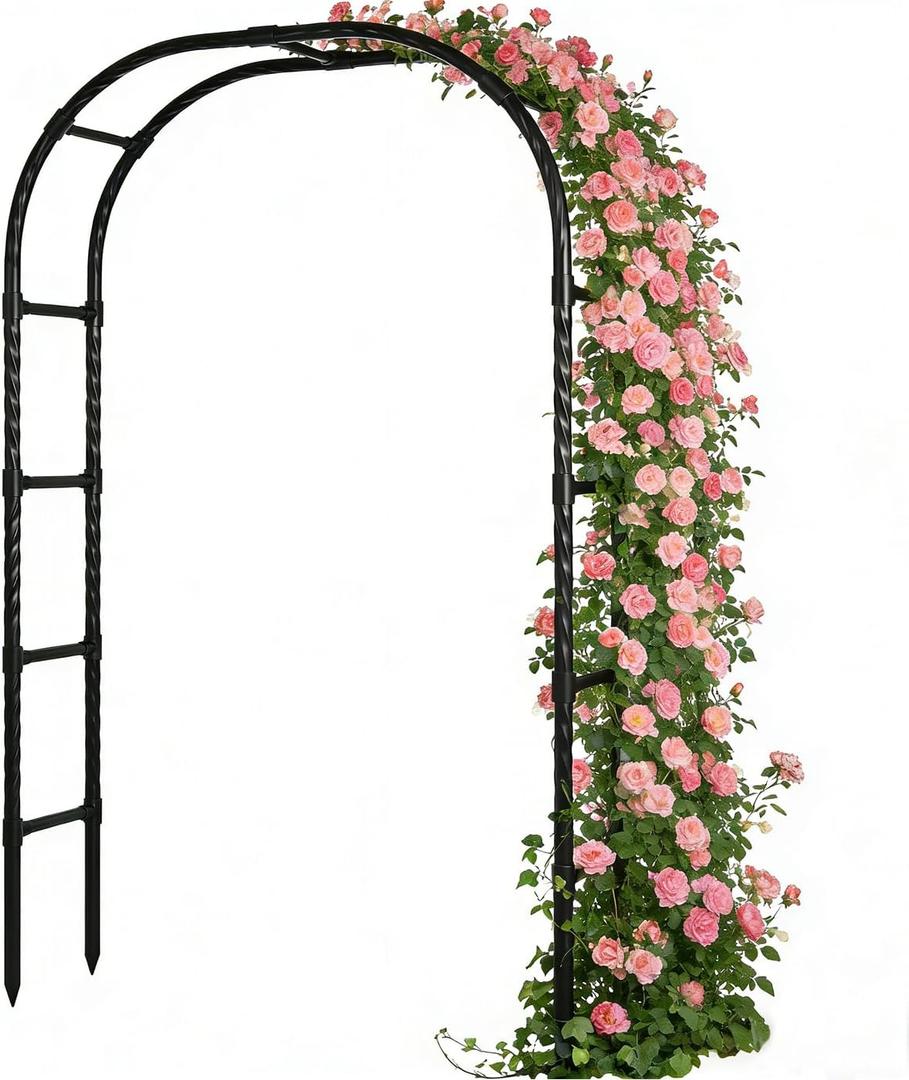 Garden Arbor Arch,Rustproof & Easy Assembly Metal Trellis,7.9 Feet H x4 Feet W,Metal+PE Coated Archway for Climbing PlantsOutdoor Rose Support, Wedding Decor, Bridal Party Decoration