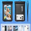 Floating Waterproof Phone Pouch 2 Pack, IP68 Waterproof Phone Case with Lanyard for Beach Kayak Cruise Travel Essentials, Water Proof Pouch for iPhone 17 16 15 Pro Max, Galaxy S25 Ultra ,Up to 7"