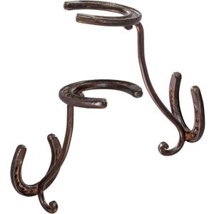 Cowboy Hat Rack - Set of 2 Decorative Wall-Mounted Holder - Heavy-Duty Iron Hanger and Organizer DIY Kit for Hats, Coats and Keys - Rustic Western Horseshoe Hooks for Storage and Display