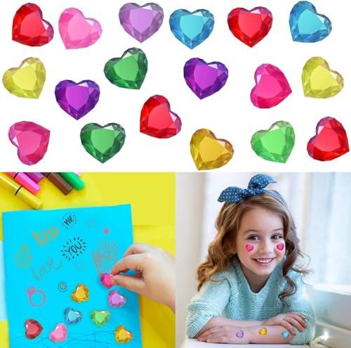 2 x Leesgel 180pcs 3D Heart Rhinestone Stickers - Valentine's Day Crafts Kit with Self-Adhesive Gems for Kids Party Favors, DIY Cards & Home Decor (Sparkling Colorful Designs)