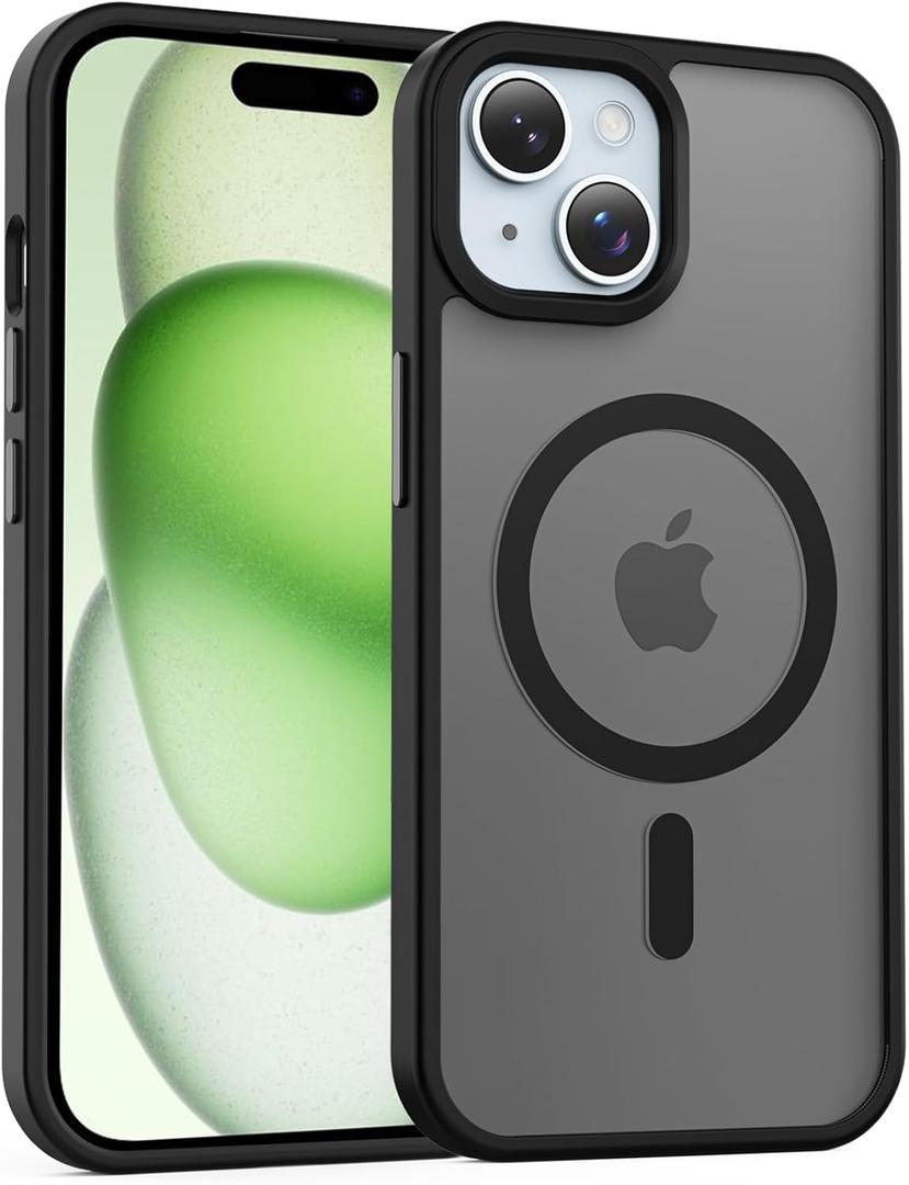 Temdan for iPhone 15 & iPhone 14 & iPhone 13 Case Compatible with Magsafe, Anti-Yellowing, Military-Grade Protection, Shockproof Slim Magnetic Phone Case Cover, Black