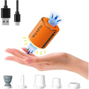FLEXTAILGEAR Air Pump for Inflatables with Camping Lantern, Tiny Pump 2X, 4kPa Portable Air Pump Rechargeable Air Mattress Pump with Magnetic Design, for Sleeping Pads Pool Floats Swimming Rings (1300mAh-Orange)