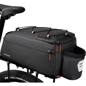 JXFUKAL Bike Bags for Bicycle Rear rack, 13L Supportive Bike Rack Bag Built-in Rigid side & Base Panel, Waterproof Reflective Ebike Trunk Pannier Saddle Seat Bag Carrier for Commuter Travel Outdoor