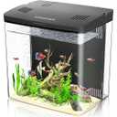 Desktop Fish Tank, 1.2 Gallon Self-Cleaning Smart Aquarium with Filter & 5-Color LED Light, Auto-Cycling Quiet Pump for Betta, Shrimp, Guppy, Goldfish