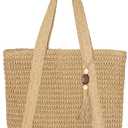 Aovtero Straw Beach Bag for Women Woven Structured Tote Bag Summer Shoulder Handbags | Straw