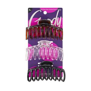Goody Classics Large Sprial Claw Clips , Assorted Colors - Great for Easily Pulling Up Your Hair - Pain-Free Hair Accessories for Women, Men, Boys, and Girls, 3 Count (Pack of 1) (Tort/Clear/Black (Large Claw)