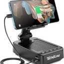 TechGlow Foldable Cellphone Stand with Bluetooth Speaker Charging Function 360 Rotatable Phone Stand Birthday Gifts for Men Women Mother Father Cool Tech Gadgets (Black)