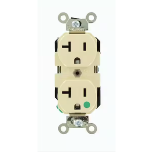 Leviton 20-Amp Duplex Hospital Grade Receptacle, 8300-HI, Ivory