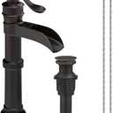 Homevacious Oil Rubbed Bronze Waterfall Vessel Sink Tall Black Single Handle Bath Basin Farmhouse with Pop Up Drain Assembly Lavatory One Hole Mixer Tap Without Overflow