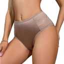 SweatyRocks Women's Criss Cross Satin Panties Cut Out Brief Soft Breathable Underwear (Beige, L)
