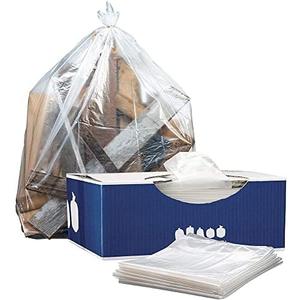 Plasticplace 20-30 Gallon Trash Bags, Heavy Duty 2.0 Mil Clear Garbage Bags, 30" x 36" Gusset Sealed Can Liners, Tear-Resistant Industrial Strength for Broken Glass & Sharp Debris (100 Count)