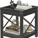 Farmhouse Square Side Table,2-Tier End Table with Storage Shelf, 17.7"L x 17.7"W x 21.7"H