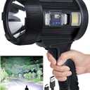 Rechargeable Spotlight,99,000 LM Super Bright Handheld Spot Light LED Flashlight High Lumens,Powered Spotlight Large Searchlight Outdoor with Solar Panels & COB Light for Boat Camping Hunting