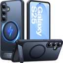 TORRAS Strong Magnetic & Seamless Stand for Samsung Galaxy S25 Case, Fit for MagSafe, Mil-Grade Drop Protection, Adjustable Kickstand for Samsung Galaxy S25 Case, Translucent Back/Black Edge