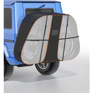 Bike Cover for Transport On Rack - Heavy Duty & Waterproof 900D Outdoor Storage for Transport 2 Bikes on Car Rear, with Two Elastic straps and License Plate Window, Rain Sun Dust Wind Proof