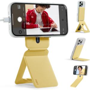 MOFT Phone Tripod Stand Selfie Stick for iPhone, Multi-Angles iPhone Stand, Lightweight & Portable Phone Holder, Strong Magnets, MOVAS Vegan Leather, Travel Essentials, Panna Cotta (Without Card Slot)