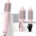 4 in 1 Rotating Hair Dryer Brush,Spinning Hair Dryer with Detachable Brush(2" & 1.5"),Negative Ionic Brush Blow Dryer 100-120V,3 Heats and 2 Speeds Rotating Hot Air Brush for Curling,Straight,Drying