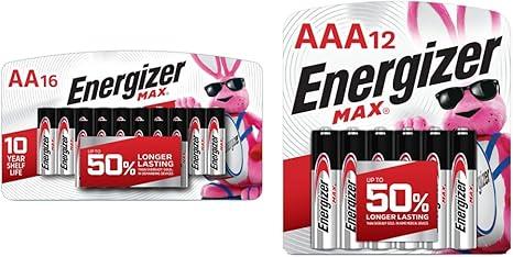 Energizer MAX AA Batteries & AAA Batteries Combo Pack, 16 AA and 16 AAA 12set