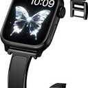 Slim Rubberized Fashion Bracelet Compatible with Apple Watch Bands for Women 38mm 40mm 41mm 42mm 44mm 45mm 46mm, Dressy Metal Wristband for iWatch Bands Series 11 10 SE 9 8 7 6 5 4 3 2 1