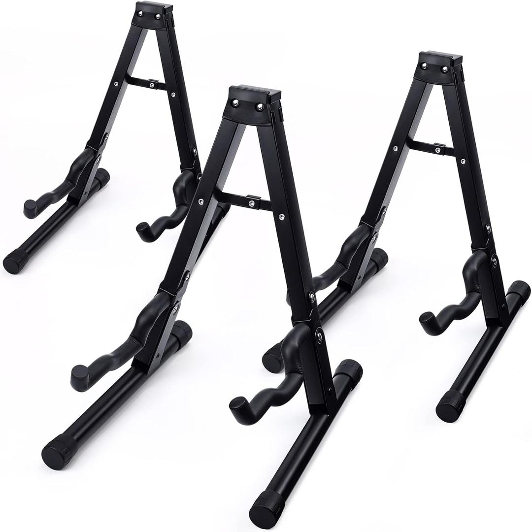 Sadnyy 3 Pieces Guitar Stand Folding A Frame Stand with Nonslip Lock Rubber Universal Assembled Soft Foam Arms for Acoustic Classical Most Guitars Acoustic Electric Ukulele Holder