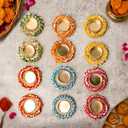 Set of 12 Tea Light Candle Holder, Diwali Decorations for Home, Indian Pooja Decor, Handmade Tealight Diya for Puja, mandir, Temple, Navratri & Diwali Gifts