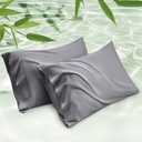 Bedsure Cooling Pillow Cases Queen Size Set of 2, Rayon Derived from Bamboo Cooling Pillowcases for Hot Sleepers, Cool Pillow Covers with Envelope Closure, Gifts for Women Men, Dark Grey, 20x30 Inches