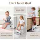 3-in-1 Potty Training Toilet, Portable Potty, Potty Training Seat and Toddler Step Stool, Easy Setup and Clean, Anti-Slip Toddler Potty Trainer for Boy Girl,Grey