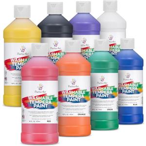 Positive Art Washable Paint for Kids, (8 Colors 16 Oz Each) Washable Tempera Paint, Bulk Paint for Schools, Classroom Student Paint, Non-Toxic Kids Paint Set Finger Paint - 8 Pack