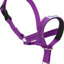 Pawaboo Dog Muzzle, Head Halter Collar for Dog, Pet Dogs Nylon Reflective Adjustable Loop Anti-Biting Barking Control Easy Fit Dogs Stops Pulling Head Leash, Small Size, Purple