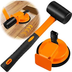 Floor Gap Fixer Tool with Rubber Mallet, Iron Body & Strong Suction Cup, Includes 5 Sticky Pads for Laminate, Vinyl, Wood & Tile Flooring Installation and Repair