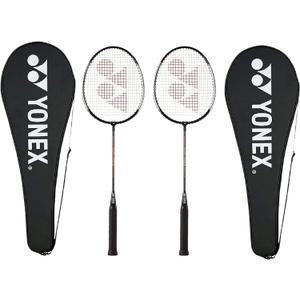 Yonex GR 303 Combo Badminton Racquet with Full Cover, Set of 2 (Black)