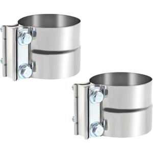 2Pcs 3.5 Inch Exhaust Clamp,3.5" In Lap Joint Exhaust Band Clamp Stainless Sleeve Coupler For Mufflers,Exhaust Pipe etc Universal (2 Pcs)