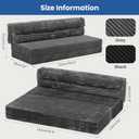 Erament Tri-Fold Futon Sofa Bed, 6 Inch Foldable Floor Couch, High-Density Foam Convertible Sleeper Sofa with Removable Washable Corduroy Cover, Portable Floor Mattress for Living Room, Queen
