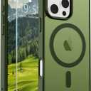 SUPFINE Magnetic for iPhone 16 Pro Max Case (Compatible with MagSafe) (Military Grade Drop Protection) Slim Translucent Matte Shockproof with Anti-Fingerprint Phone Case, Cangling Green