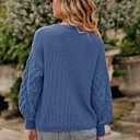 PRETTYGARDEN Women's Fall 2026 Pullover Sweater Casual Long Sleeve Loose Chunky Knit Tops Blouse Winter Fashion Clothing (Blue, L)