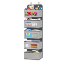 Over the Door Hanging Organizer Storage with 5 Large Pockets,Wall Mount Storage with Clear Windows and 2 Widened Metal Hooks for Pantry,Nursery,Diapers,Bathroom,kitchen,Closet,Dorm(Grey) (2 packs)