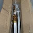 Mayfair Bennett Toilet Seat with Brushed Gold Hinges, Slow Close Wood Seat, Secure Metal Hinges, Easy Install, Made in USA, Round, White