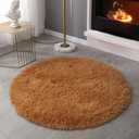 SK Studio Round Area Rugs for Bedroom Soft Fluffy Shaggy Circle Rugs Non-Slip Large Carpet for Living Room Dorm Kids Room Nursery Room Khaki, 24x24 Inch