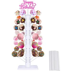 1Pcs Wooden Cake Pops Stand 60 Hole Lollipop Tree Holder Candy Table Display Decor with Lollipop Sticks for Baby Shower Wedding Birthday Party